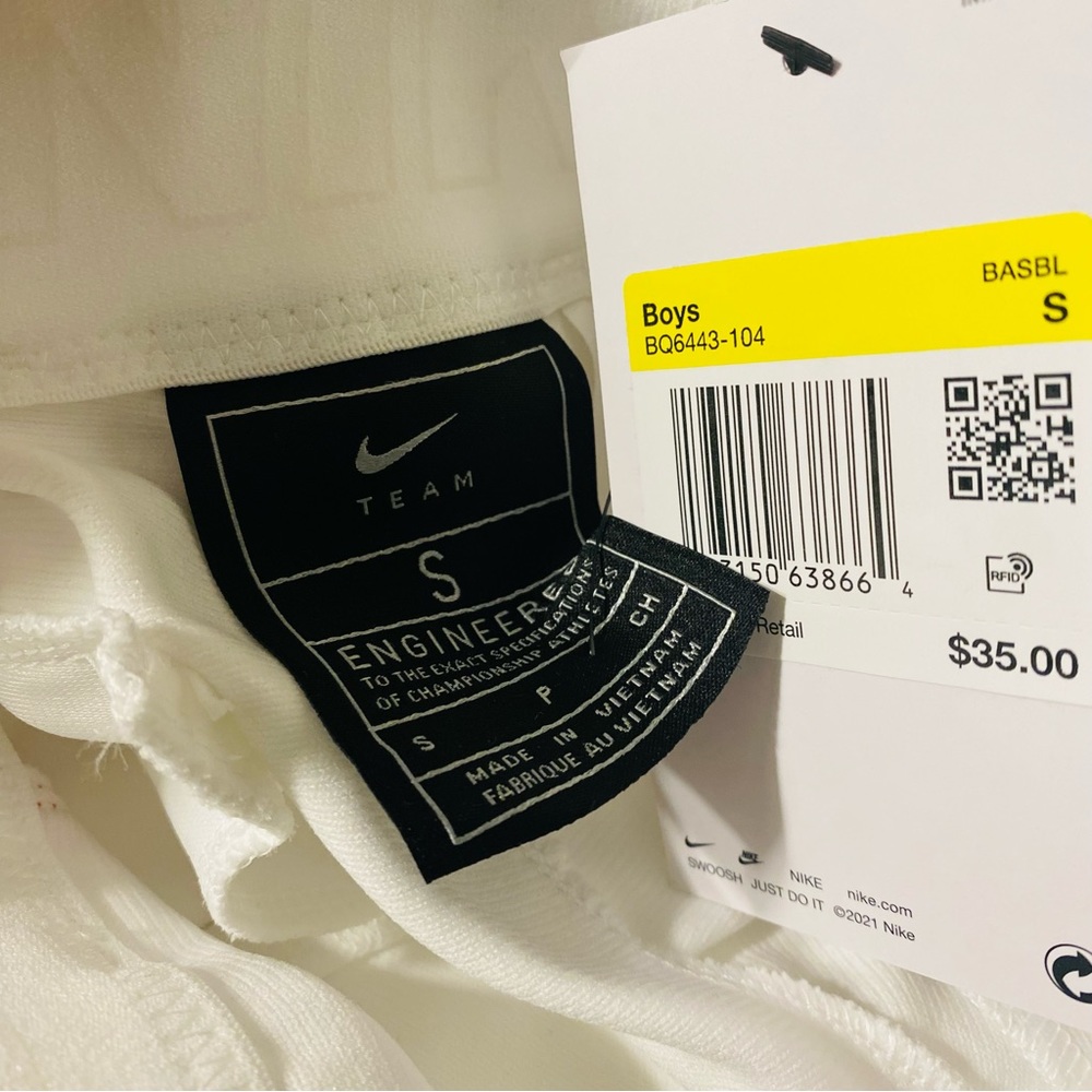 Nike Boys' Vapor Select Piped Baseball Pants White Red BQ6443-103 Size Small - Picture 8 of 11